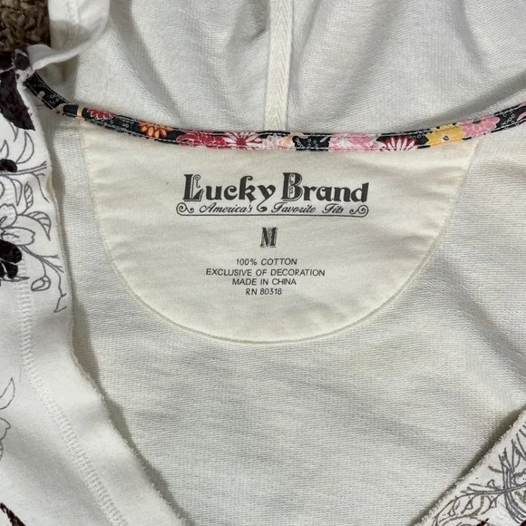 Lucky Brand Women's V-Neck Sweater with Graphic Designbox 28 - Picture 2 of 5